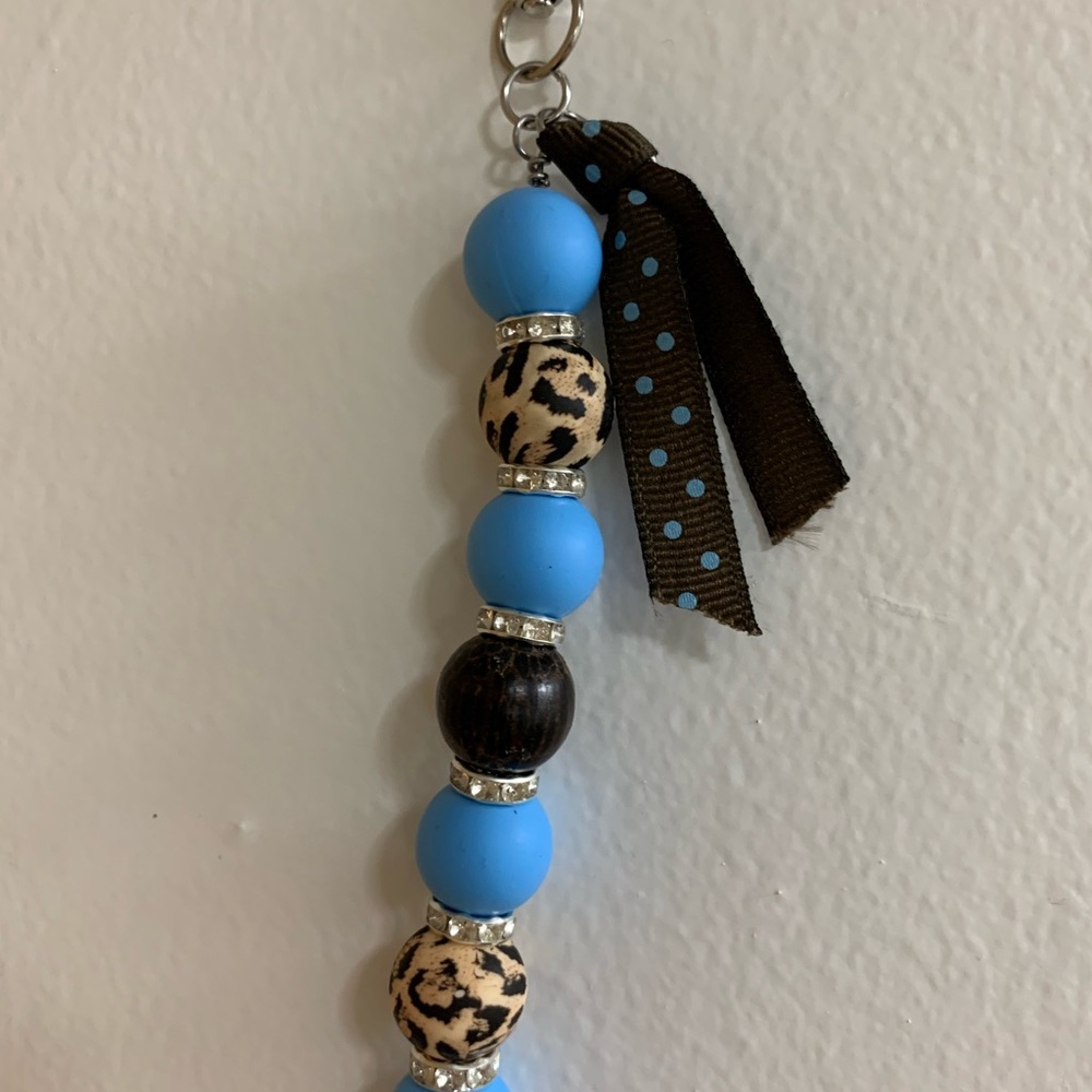 Blue and Leopard Print Keychain